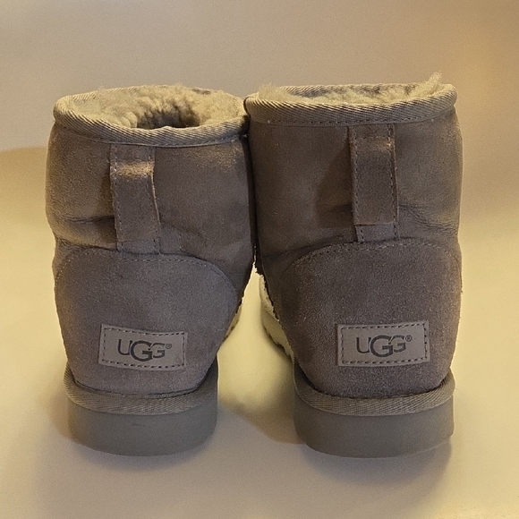UGG Classic Ultra Mini Gray Fleece-Lined Boots - Picture 2 of 7